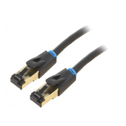 Patch cord S/FTP Cat 8 OFC PVC Negru 1m Aurit | Electronic-mag.ro | Componente Electronice