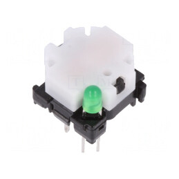 Comutator Tastatură Alb cu LED Verde 0.1A 28VDC | Electronic-mag.ro | Componente Electronice