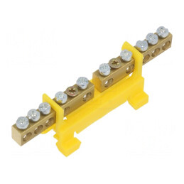 Regletă de Conexiuni 2 Piste 10 Borne Galbenă | Electronic-mag.ro | Componente Electronice
