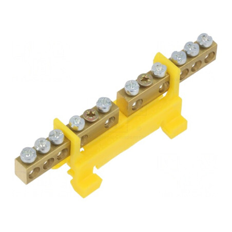 Regletă de Conexiuni 2 Piste 10 Borne Galbenă | Electronic-mag.ro | Componente Electronice