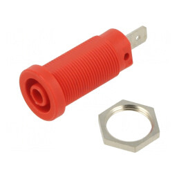 Soclu Banană 4mm 24A 1kV Roșu Panou | Electronic-mag.ro | Componente Electronice