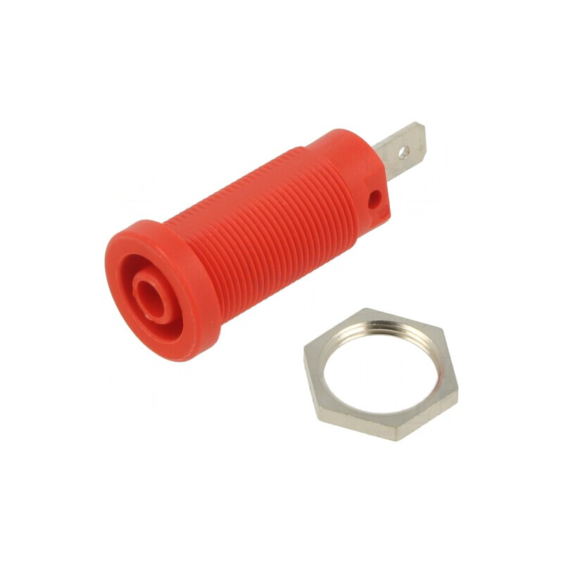 Soclu Banană 4mm 24A 1kV Roșu Panou | Electronic-mag.ro | Componente Electronice