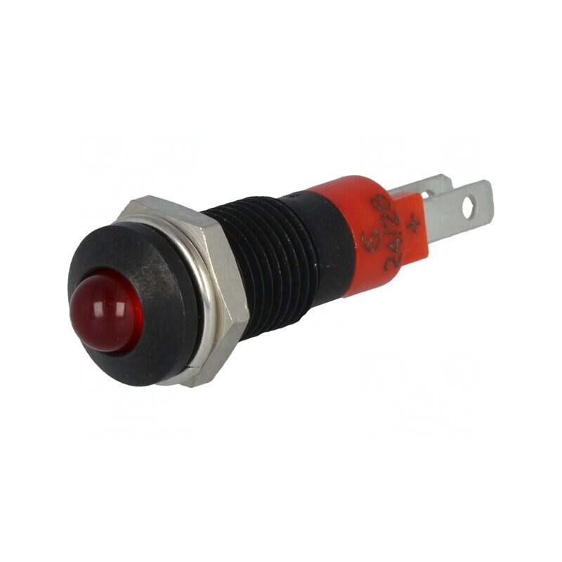 Lampă LED Control Roșie 24-28VDC Ø8.2mm IP40 Metal | Electronic-mag.ro | Componente Electronice