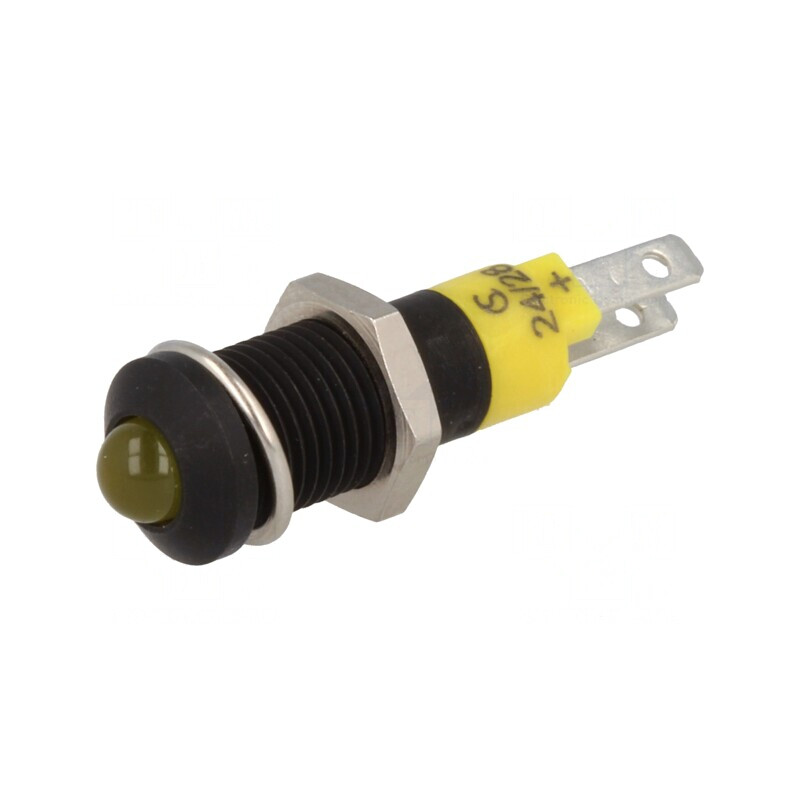 Lampă LED galbenă 24-28V DC Ø8.2mm IP40 | Electronic-mag.ro | Componente Electronice