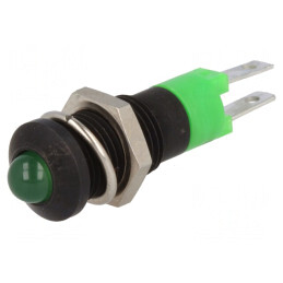 Lampă LED verde 12V convex Ø8,2mm IP40 metal | Electronic-mag.ro | Componente Electronice