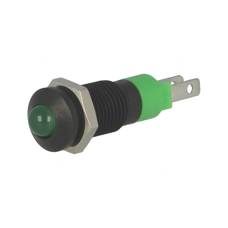Lampă LED Control Verde 24-28VDC Metal Ø8,2mm IP40 | Electronic-mag.ro | Componente Electronice