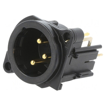 Soclu XLR 3-Pin 90° THT Argint 6A | Electronic-mag.ro | Componente Electronice