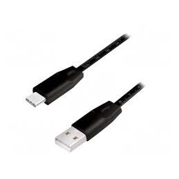 Cablu USB 2.0 USB-A la USB-C 1m Negru | Electronic-mag.ro | Componente Electronice