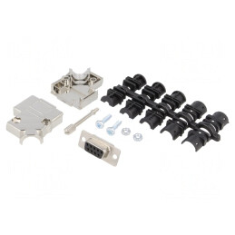 Conector D-Sub 9-pin Femeie pentru Cablu Negru Set Complet | Electronic-mag.ro | Componente Electronice