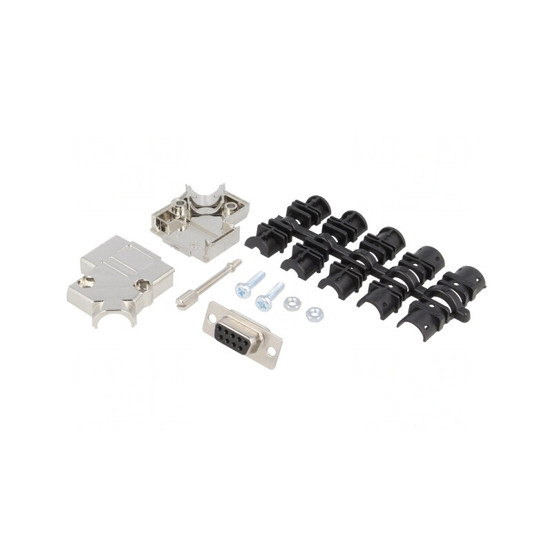 Conector D-Sub 9-pin Femeie pentru Cablu Negru Set Complet | Electronic-mag.ro | Componente Electronice