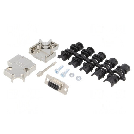 Conector D-Sub 9-pin Femeie pentru Cablu Negru Set Complet | Electronic-mag.ro | Componente Electronice