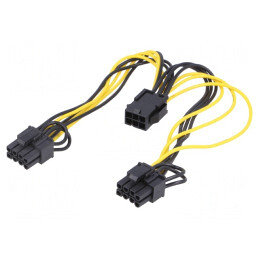 Cablu de Alimentare PCIe 6pin la 2x 8pin 0.15m
