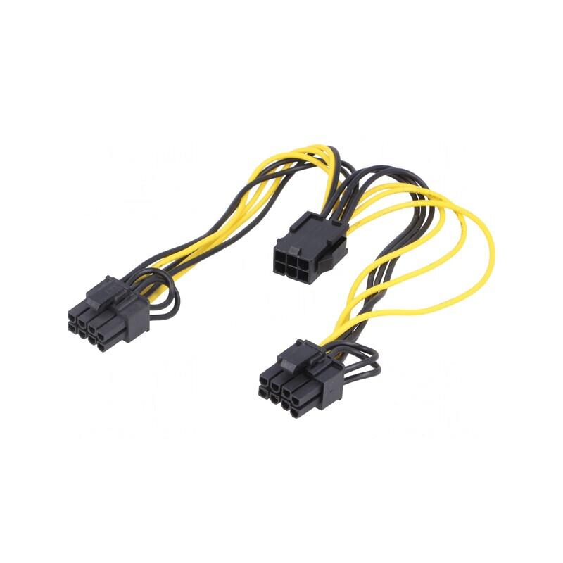 Cablu de Alimentare PCIe 6pin la 2x 8pin 0.15m | Electronic-mag.ro | Componente Electronice