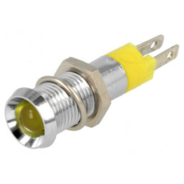 Lampă de control LED galbenă IP67 12-14VDC Ø8,2mm | Electronic-mag.ro | Componente Electronice