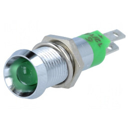 Lampă LED Verde 12-14V IP67 Metal Ø8,2mm | Electronic-mag.ro | Componente Electronice