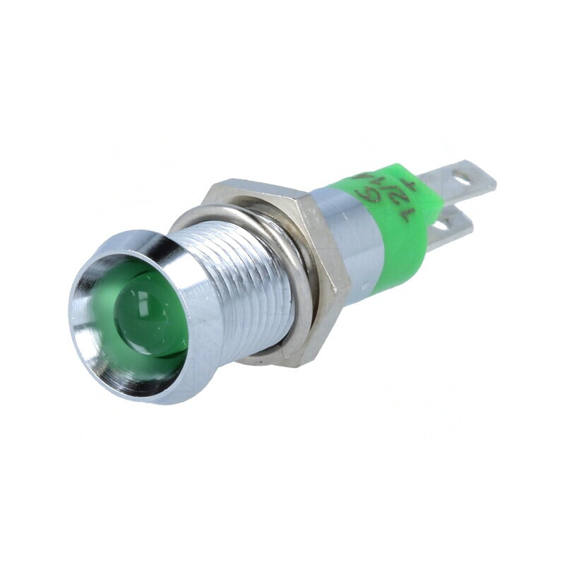 Lampă LED Verde 12-14V IP67 Metal Ø8,2mm | Electronic-mag.ro | Componente Electronice