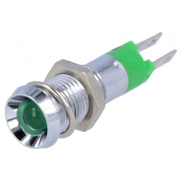 Lampă LED Verde 24V IP67 Metal Ø8,2mm