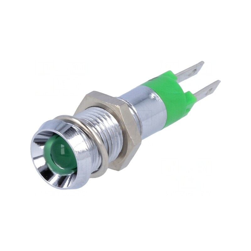Lampă LED Verde 24V IP67 Metal Ø8,2mm | Electronic-mag.ro | Componente Electronice