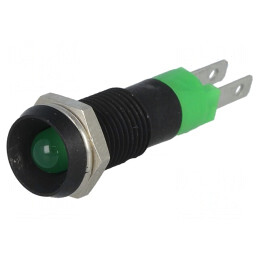 Lampă LED verde 24-28VDC IP67 metal Ø8,2mm | Electronic-mag.ro | Componente Electronice