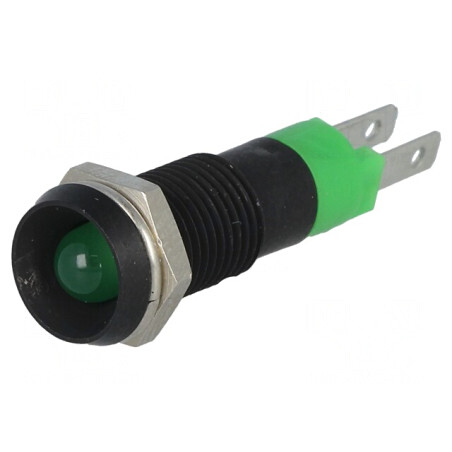 Lampă LED verde 24-28VDC IP67 metal Ø8,2mm | Electronic-mag.ro | Componente Electronice