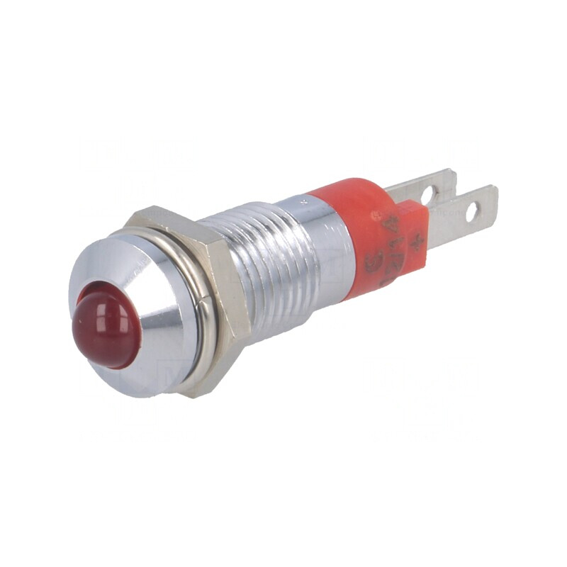 Lampă de control LED roșie 12-14V DC 8.2mm IP40 Metal | Electronic-mag.ro | Componente Electronice