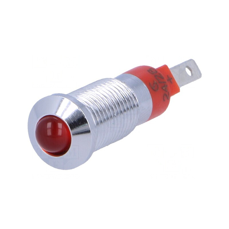Lampă de Control LED Roșie 24-28VDC Metalică | Electronic-mag.ro | Componente Electronice
