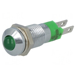 Lampă LED Verde Ø8.2mm 24-28VDC IP40 Metal | Electronic-mag.ro | Componente Electronice