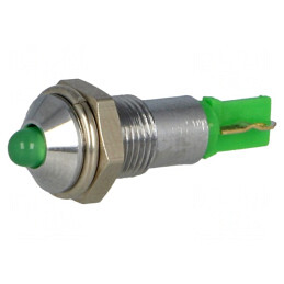 Lampă LED Verde 24-28VDC Ø6.2mm IP40 Metal