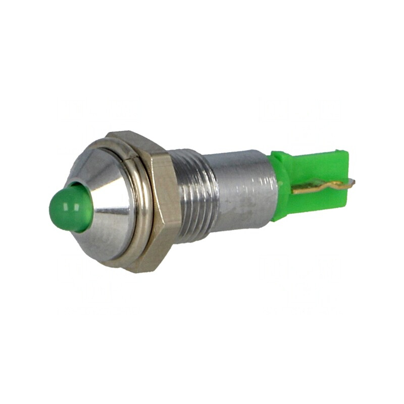 Lampă LED Verde 24-28VDC Ø6.2mm IP40 Metal | Electronic-mag.ro | Componente Electronice