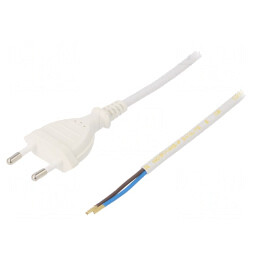 Cablu PVC Alb 2m 2x0,75mm2 2,5A Mufă CEE 7/16 | Electronic-mag.ro | Componente Electronice