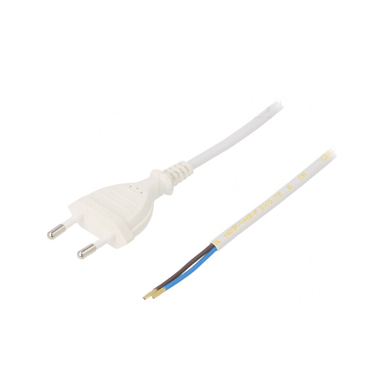 Cablu PVC Alb 2m 2x0,75mm2 2,5A Mufă CEE 7/16 | Electronic-mag.ro | Componente Electronice