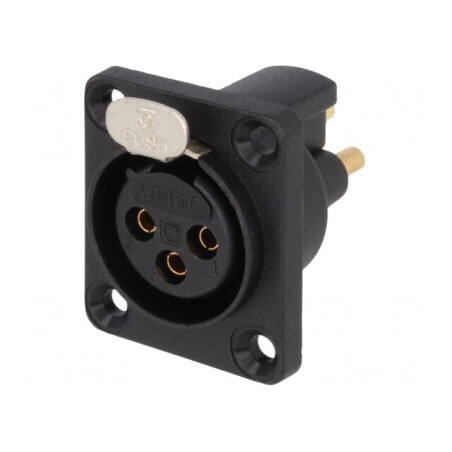 Soclu XLR mamă 3 PIN etanș cu buton aurit 5A | Electronic-mag.ro | Componente Electronice