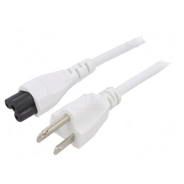Cablu Alimentare IEC C5 la NEMA 5-15 1m Alb 7A | Electronic-mag.ro | Componente Electronice
