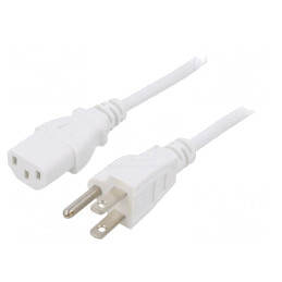 Cablu Alimentare 1m Alb 10A IEC C13 - NEMA 5-15 | Electronic-mag.ro | Componente Electronice