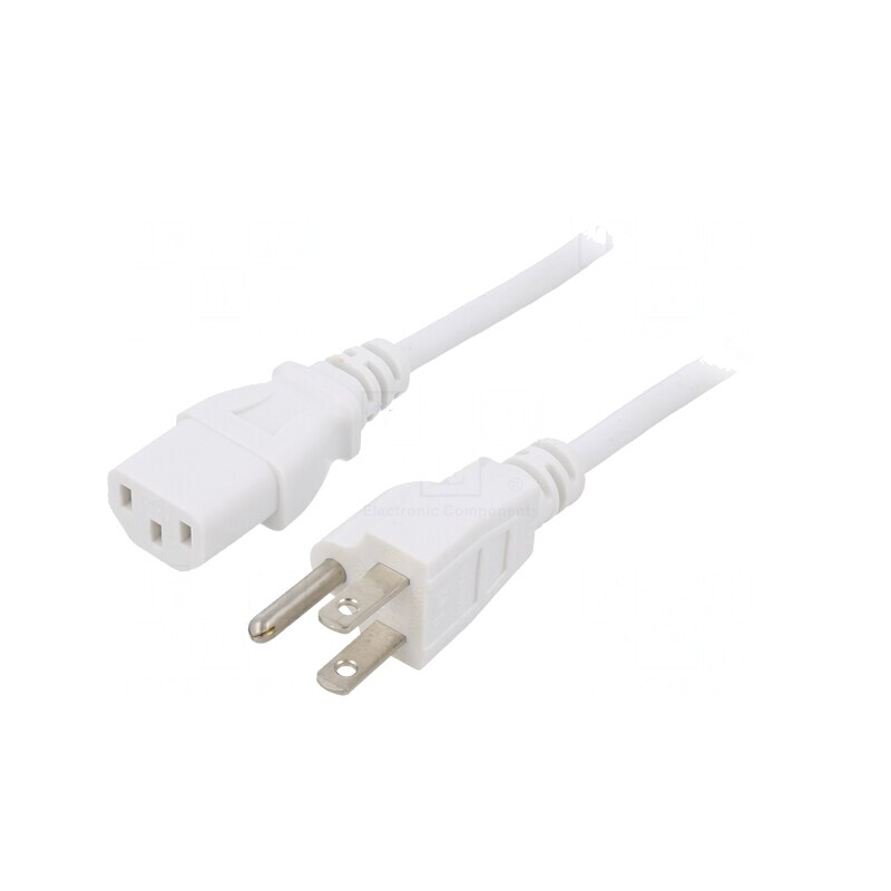 Cablu Alimentare 1m Alb 10A IEC C13 - NEMA 5-15 | Electronic-mag.ro | Componente Electronice Cablu Alimentare 1m Alb 10A IEC C13 - NEMA 5-15 | Electronic-mag.ro | Componente Electronice