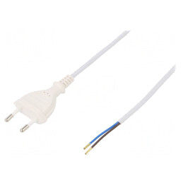 Cablu Alb PVC 3m 2x0,5mm2 CEE 7/16 (C) 2,5A | Electronic-mag.ro | Componente Electronice