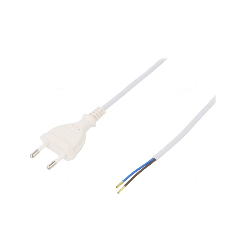 Cablu Alb PVC 3m 2x0,5mm2 CEE 7/16 (C) 2,5A | Electronic-mag.ro | Componente Electronice