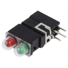 LED; în carcasă; roşie/verde; 3,9mm; Nr.diode: 2; 2mA; 60°