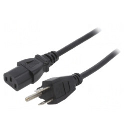 Cablu de Alimentare Negru 1m 3x18AWG IEC C13 la NEMA 5-15 | Electronic-mag.ro | Componente Electronice