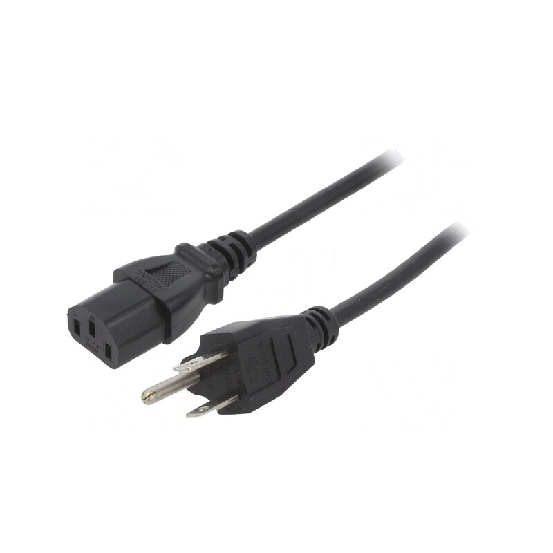 Cablu de Alimentare Negru 1m 3x18AWG IEC C13 la NEMA 5-15 | Electronic-mag.ro | Componente Electronice Cablu de Alimentare Negru 1m 3x18AWG IEC C13 la NEMA 5-15 | Electronic-mag.ro | Componente Electronice