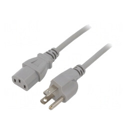 Cablu de alimentare gri 1m IEC C13 mamă la NEMA 5-15 10A | Electronic-mag.ro | Componente Electronice