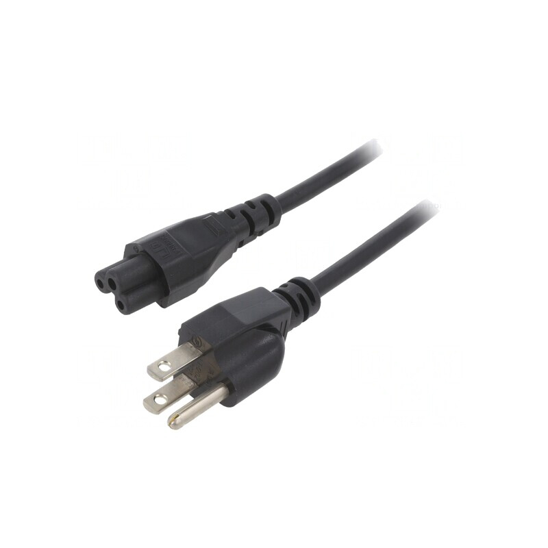 Cablu Alimentare 1m Negru 3x18AWG IEC C5 - NEMA 5-15 7A | Electronic-mag.ro | Componente Electronice