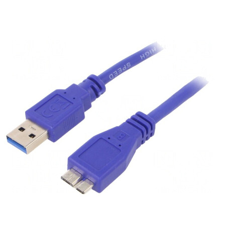 Cablu USB 3.0 USB A la Micro USB B 0,5m Albastru | Electronic-mag.ro | Componente Electronice