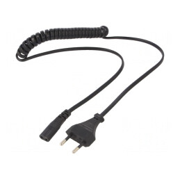 Cablu de Alimentare 1,8m Negru 2x0,75mm2 CEE 7/16 la IEC C1 | Electronic-mag.ro | Componente Electronice