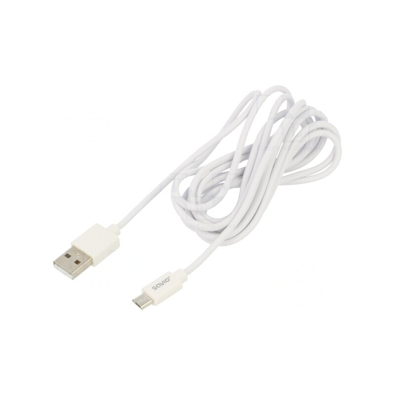 Cablu USB 2.0 A la Micro B 2m Alb 480Mbps | Electronic-mag.ro | Componente Electronice
