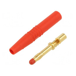 Mufă banană roșie 4mm aurită cu izolație | Electronic-mag.ro | Componente Electronice