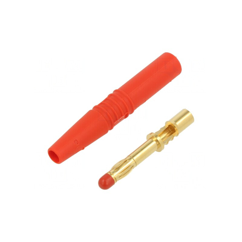 Mufă banană roșie 4mm aurită cu izolație | Electronic-mag.ro | Componente Electronice