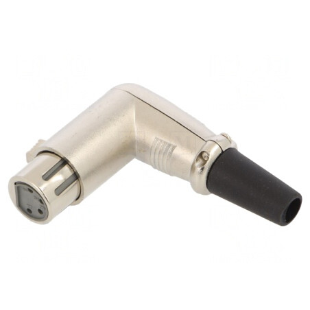 Mufă XLR Mamă 4 PIN 90° Lipire Argint | Electronic-mag.ro | Componente Electronice