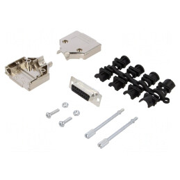 Conector D-Sub 15-Pini Mufă Mamă Lipire Cablu Kit Complet | Electronic-mag.ro | Componente Electronice