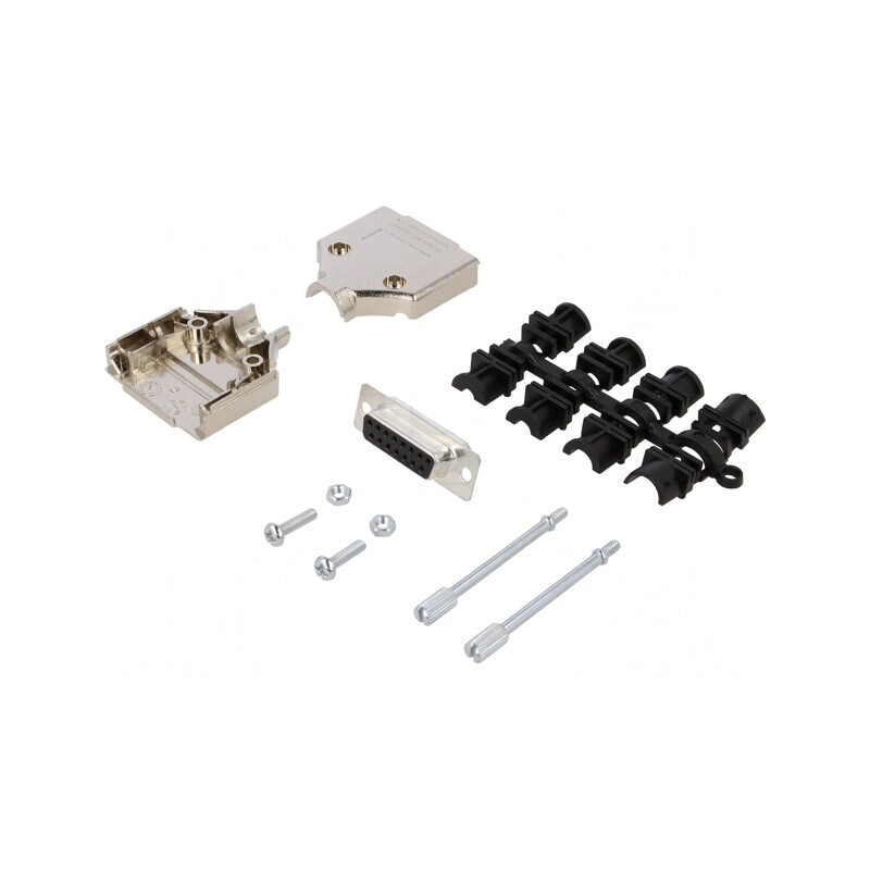 Conector D-Sub 15-Pini Mufă Mamă Lipire Cablu Kit Complet | Electronic-mag.ro | Componente Electronice